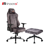 irocks T28 Plus 貓抓布電腦椅/貓抓布材質/防潑水/4D扶手/多段椅背+T11腳凳-貓抓布