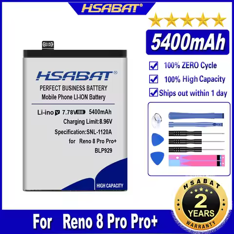 HSABAT BLP929 5400mAh Battery for OPPO RENO 8 Pro / RENO 8 Pro+ / RENO 8 Pro Plus Batteries