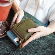 Penni (Hojicha) : Zip wallet, Short wallet, Leather, Olive-Green, mini wallet
