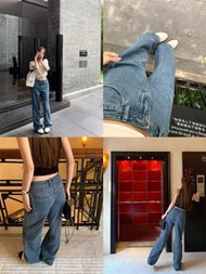 MORNINGFAN 淺藍色高腰闊腳牛仔褲