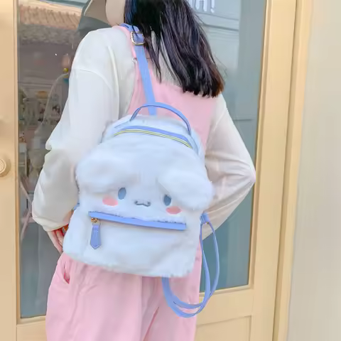 Anime My Melody Plush Backpack Cute Hello Kitty Student Bag Kawaii Kuromi Children Bag Girls Cinnamo