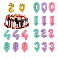 5 inch Number cake topper Macaron Silver Gold Foil balloon