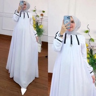 Gamis putih wanita jasmine dress gamis ceruty manik terbaru baju muslim perempuan kekinian