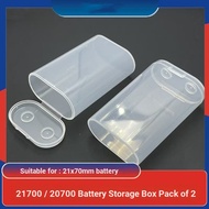 21700 Battery Storage Box 2 Pack 20700 Battery Box Two-Section Transparent Round Portable Plastic Pr