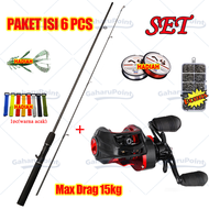 bc casting 1 set murah/joran bc casting 1 set/joran pancing set 1.65m/1.8m/2.1m Baitcasting Fishing 