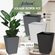FELTON 17cm Square Flower Pot With Hole - White/Dark Brown/Grey Color FBL 2511