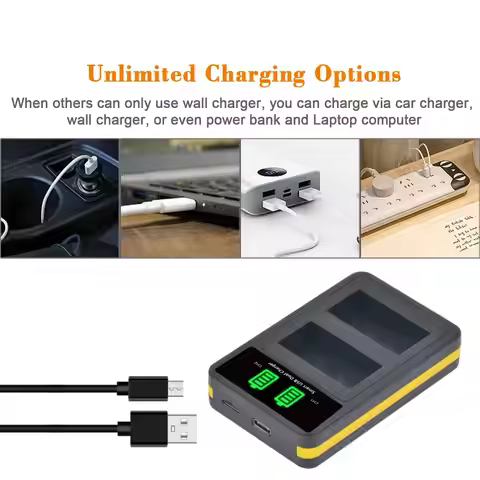 Batmax DMW-BLC12 BLC12E Battery Charger with Type C Port for Panasonic FZ1000,FZ200,FZ300,G5,G6,G7,G