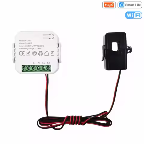 Tuya Smart Life WiFi Digital Energy Meter 80A with CT Clamp Sensor App Real-time Monitor Power Consu