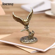 Ioensy Brass Owl Statue Craft Tea Pet Artware Desktop Ornament Wealth Decor