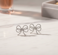 Glamorous Unique Designer Copper Zircon 18k Gold Plated Bow Earrings Women's Jewelry Fashion Accesso