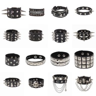 gelang gelang tangan perempuan gelang couple Fashion Punk Gothic Skull Rivets Dark Retro Couple Leat