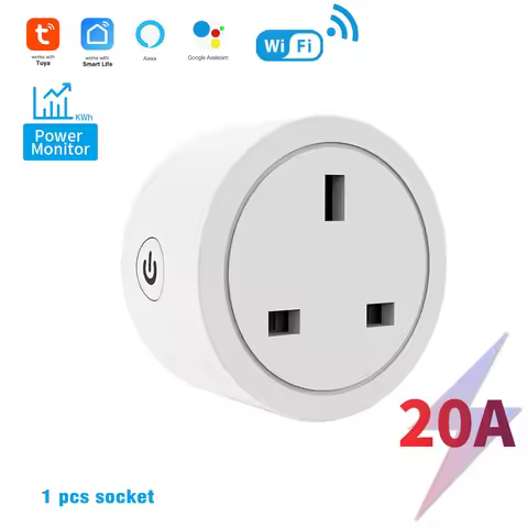 TUYA 20A WiFi Smart Socket with Power Metering, Cozylife WiFi, AI Voice Control for Mobile Devices, 