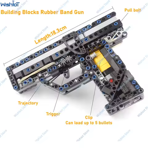MOC Building Blocks Rubber Band Gun Pistol Model With Magazine and Bullets Shooting Tos High-difficu