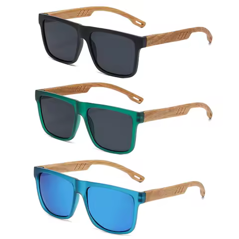 Bamboo Outdoor UV400 Sun Glasses Unisex Retro Fashion Square Frame Sunshades Eyewear Men Women Woode