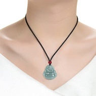 TIMESWIND Natural Jade Blue Guanyin Buddha Blessing Men and Women Pendant with Certificate