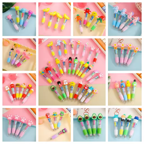 10/15/20Pcs/Lot Cute Cartoon 4 Color Mini Ballpoint Pen KawaiiUnicorn Flamingo Retractable Stationer