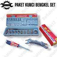 (workshop tool package) 27 pcs socket wrench set + 8 pcs double wrench set + magnetic screwdriver - 