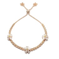 純銀八心八箭鋯石單排手鍊 - 野莓花(金色)