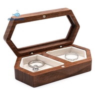 Wooden Ring Box 2 Slots Ring Holder Box Travel Ring Earrings Jewelry Storage Daily Organizer Engagem
