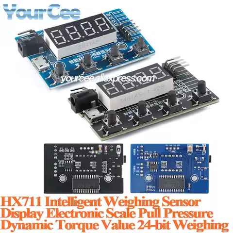 2pcs/1pc HX711 Load Cell AD Intelligent Weight Pressure Sensor Module Display 24-bit Weighing Instru