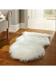 件人造羊毛長毛絨客廳臥室地毯，柔軟蓬鬆裝飾防滑地毯適合多種場景