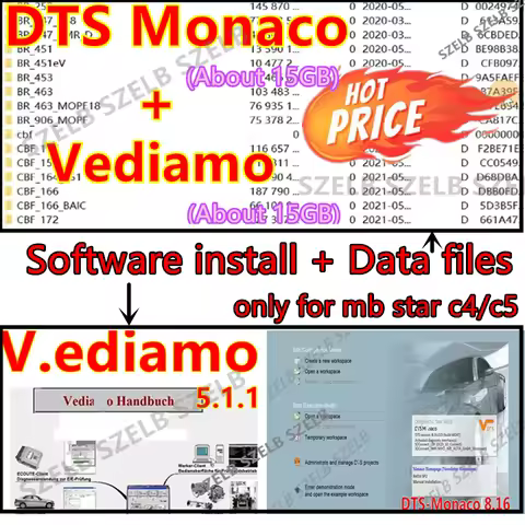 Diagnostic Software Vediamo 5.01 DTS Monaco 8.16 Software Install Service + Data Files Only Work for