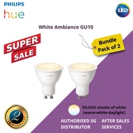 (SG) Philips Hue White Ambiance (3rd Gen) GU10 I Local warranty! Bundle - TWO HUE WA GU10 PLUS ONE HUE BRIDGE