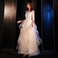 Luxury Formal Event Long Evening Glitz And Glam Dress Dinner Party Champagne Lace Embroidery Ninang 