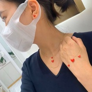 Japanese Genuine Product Daigou Same Style AHKAH Small Red Heart Necklace Female Big Small Love Hear
