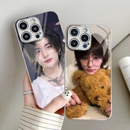 STRAY KIDS Hyunjin 03 Silver Electroplated Glass Phone Case For Iphone 16 16e 15 Pro Max 14 13 12 Mi