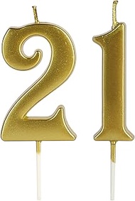 Gold 21st & 12th Birthday Candles for Cake, Number 21 12 1 2 Glitter Candle Party Anniversary Cakes 