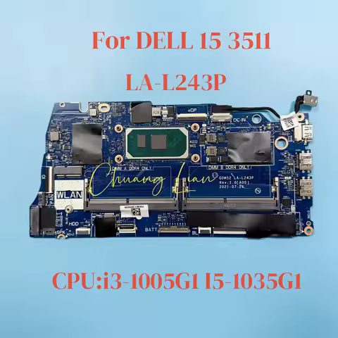 GDM52 LA-L243P For DELL 15 3511 Laptop Motherboard with i3-1005G1 I5-1035G1 CPU DDR4 100% Fully Test
