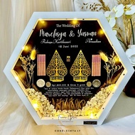 Mahar Pernikahan Bingkai Hexagonal Desain Rustic Gunungan Wayang