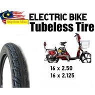 Tayar 16x2.125 Tubeless Electric Bike Tyre 16 x 2.50 ebike Scooter  Bicycle Skuter Tayar Basikal Ele