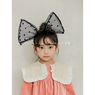 Children Hair Accessories Oversized Bow Headband Girls Headwear Black Gauze Hairpin Girl Cute Rabbit