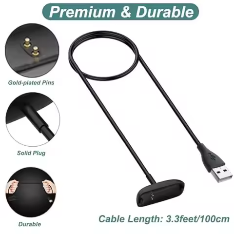 For Fitbit Inspire 3 USB Smart Watch Charger Replacement Charger Cable 3.3ft/1m