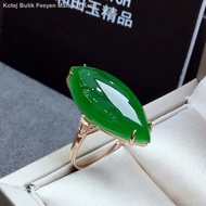 ♂Xinjiang Hetian jed zaitun cincin jasper 925 sterling perak membuka batu permata kuda warna zamrud cincin harta karun t