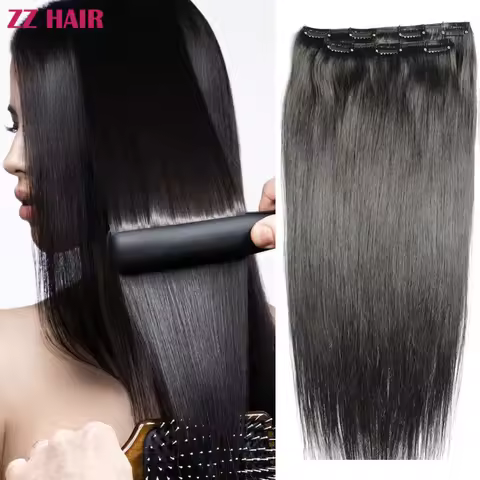 ZZHAIR 100% Brazilian Human Remy Hair Extensions 16"-24" Clips-in 2pcs Set 80g-100g Two Pieces 1x20c