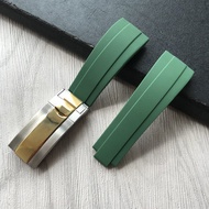 Suitable for Rolex Watch Strap Flat Original Rubber Silicone Black Green Blue Water Ghost Bracelet Y