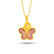 SK Jewellery Golden Flutter Butterfly Duo 999 Pure Gold Pendant