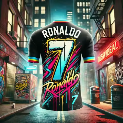Sports Style Ronaldo #7 Fan Commemorative Jersey 3d Printing Leisure Dry Quickly Breathable Comforta