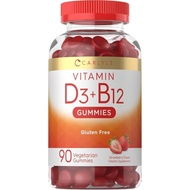 Carlyle Vitamin D3 + B12 Complex Gummies | 90 Count | Vegetarian, Non-GMO, and Gluten Free Formula |