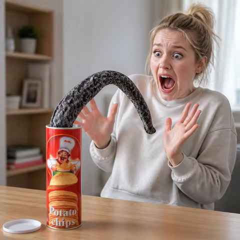 Prank Jokes Snake Jumping Out Of Potato Chip Box Realistic Simulation Scary Spring Snake Halloween A