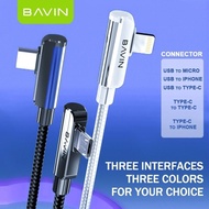 BAVIN CB211 2.4A Gaming Data Cable W/ 90 Degree Angle Plug For Micro/iPh/Type-C