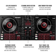 Numark Mixtrack Platinum FX - DJ Controller For Serato DJ with 4 Deck Control, DJ Mixer, Built-in Audio Interface, Jog W