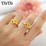 cincin emas 916 original malaysia gold ring double love open ring adjustable gold wedding jewelry