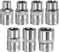 HARFINGTON 7pcs E-Torx Socket 3/8" Drive E8-E18 External Torx Deep Socket CR-V 6 Point Spline Socket