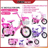 Saiz 12" Basikal Budak Perempuan / 12" Kids Bicycle Girl / Basikal Kanak2 / Basikal Saiz 12 / Basikal Umur 2-4 Tahun