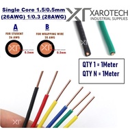 Wire 1 to 100 Meter Single Core 1.5/0.5mm (26AWG) or 1/0.3 (28AWG) for Project Bread-Board Copper Ho