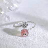 Nhẫn trăng ôm sao hạt đá hồng dâu dễ thương mẫu mới freesize - moon store acc